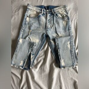 Fashion Nova Bleached Distressed Denim